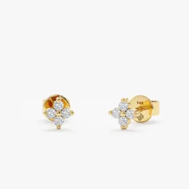 Dainty Diamond Clover Studs, Scarlett