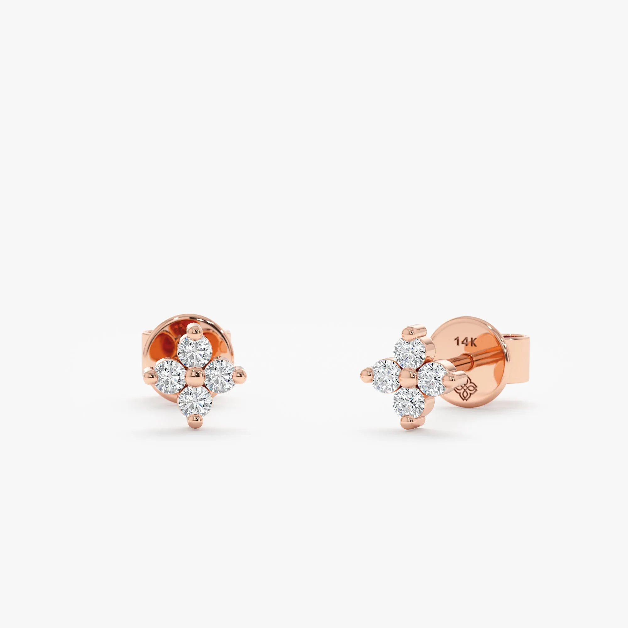 Dainty Diamond Clover Studs, Scarlett