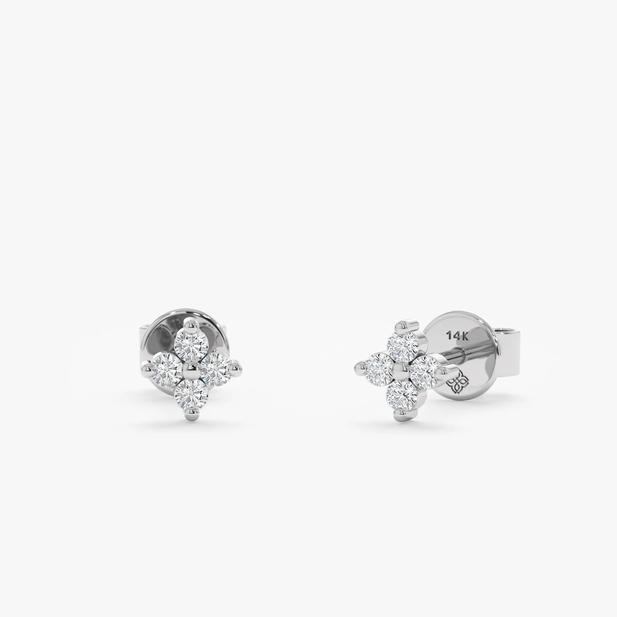 Dainty Diamond Clover Studs, Scarlett