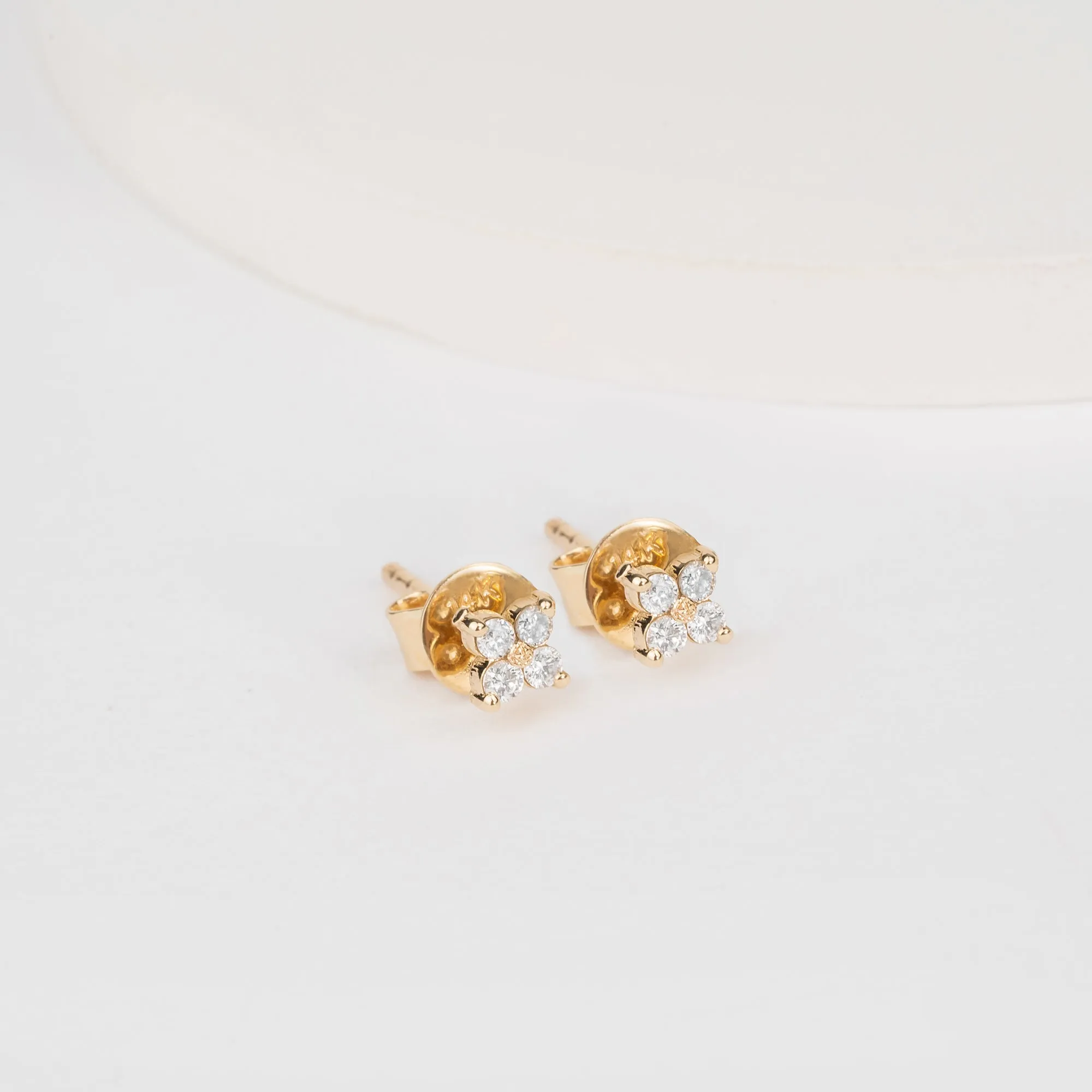 Dainty Diamond Clover Studs, Scarlett