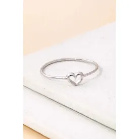 Dainty Open Heart Shape Fashion Ring Silver