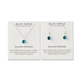 December (Blue Topaz) Birthstone Necklace & Drop Earrings Set Created with Zircondia® Crystals