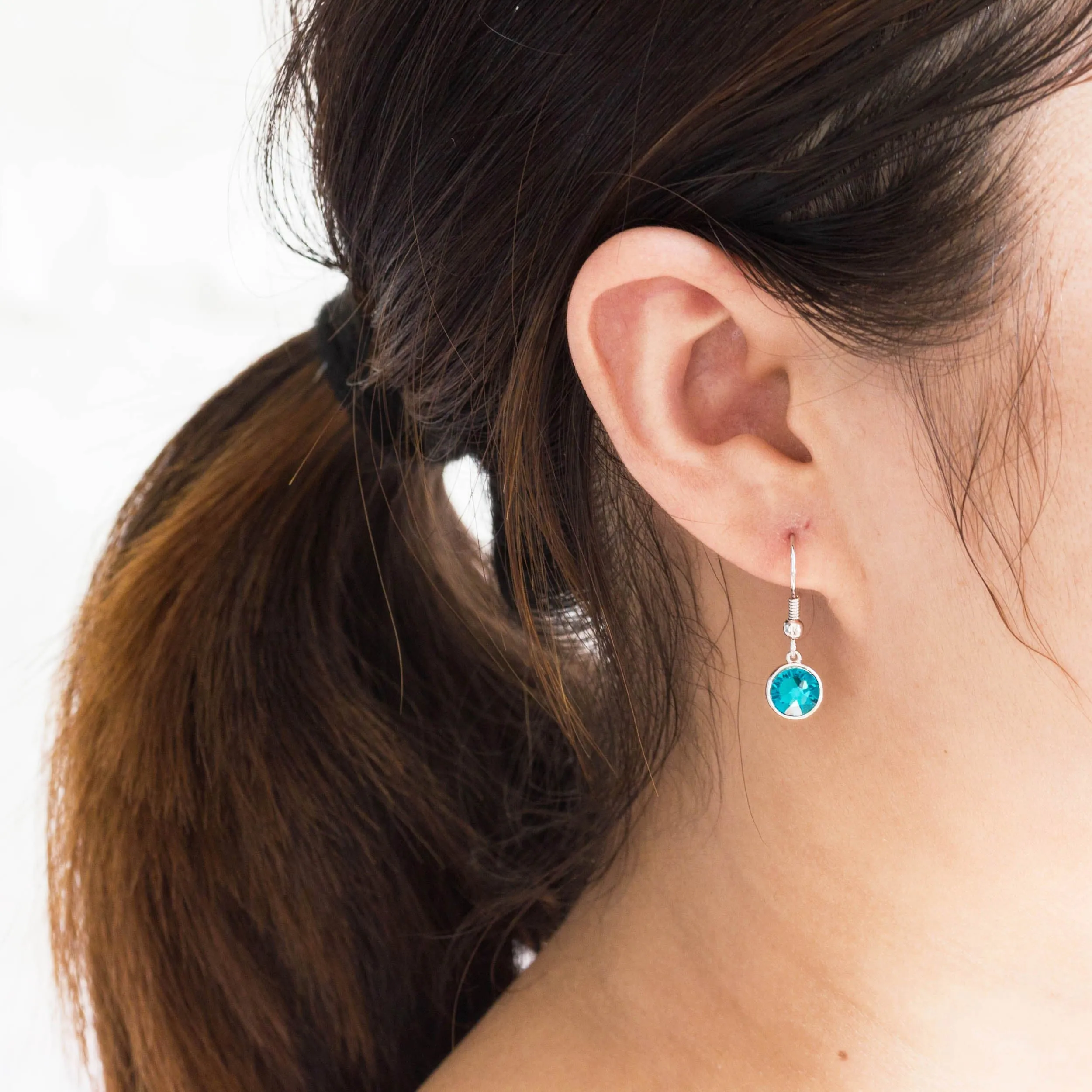 December (Blue Topaz) Birthstone Necklace & Drop Earrings Set Created with Zircondia® Crystals