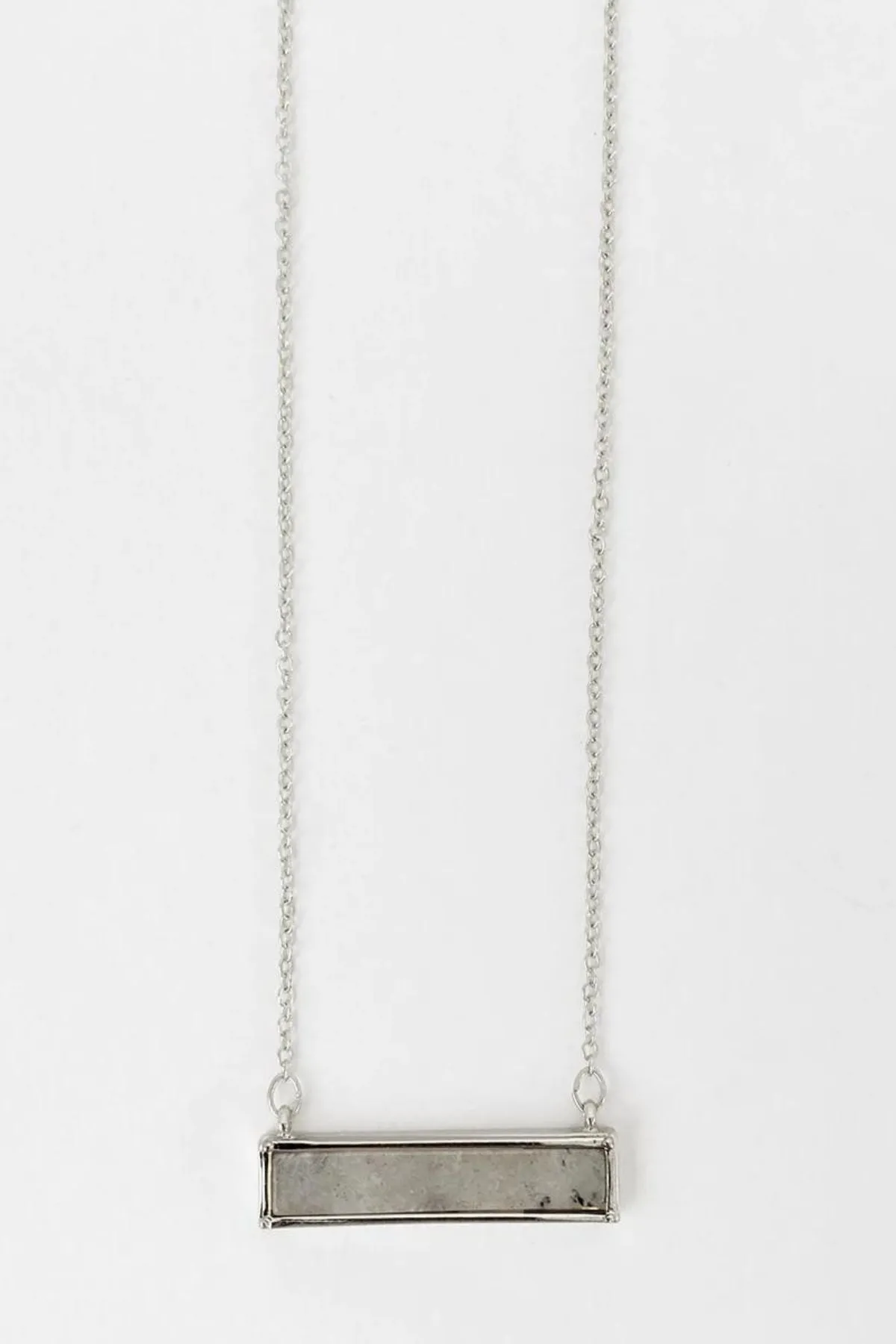 Delicate Necklace with Rectangular Stone Pendant - 1451