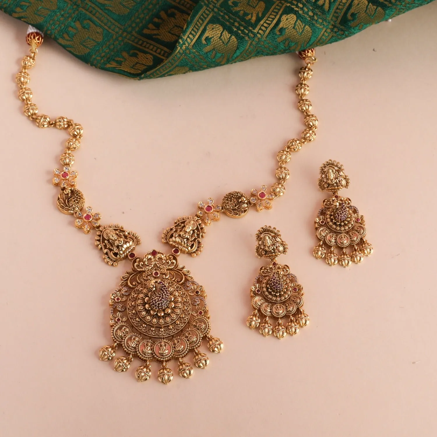 Dhanya Antique Temple Necklace Set