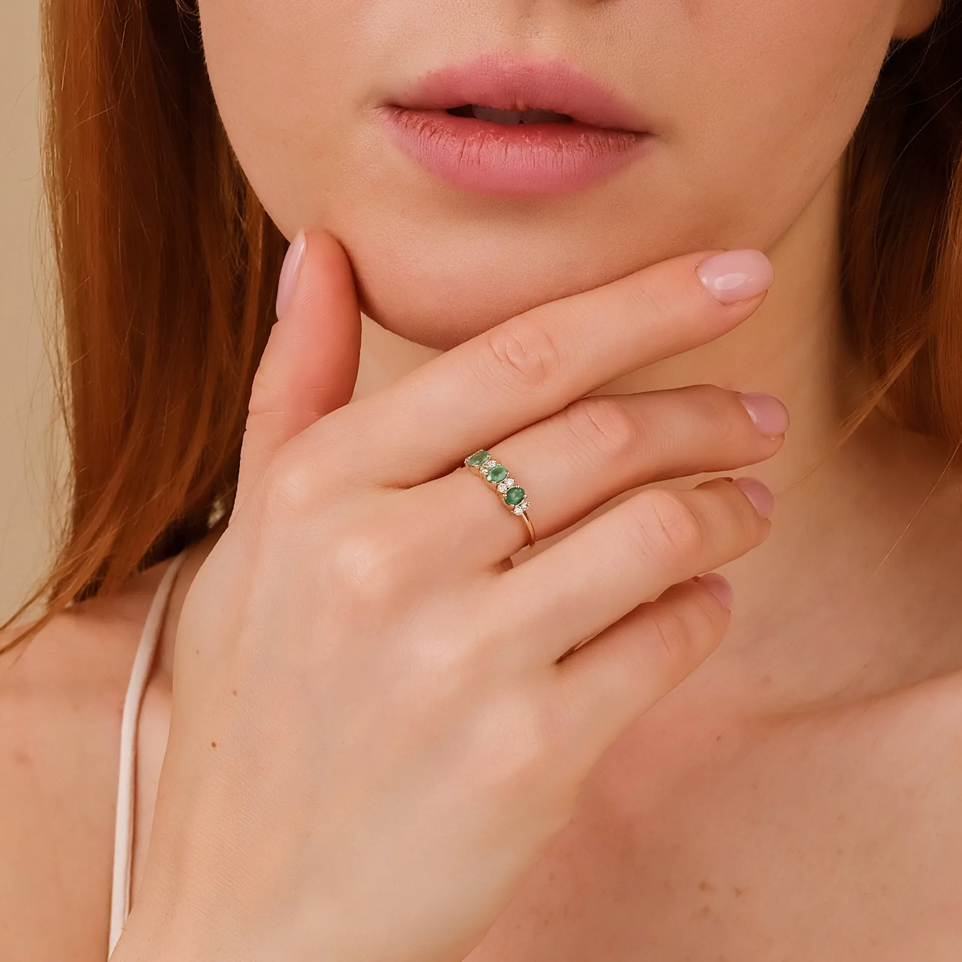 Diamond and Oval Emerald Ring, Blair