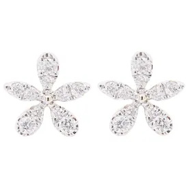 Diamond Flower Stud Earrings