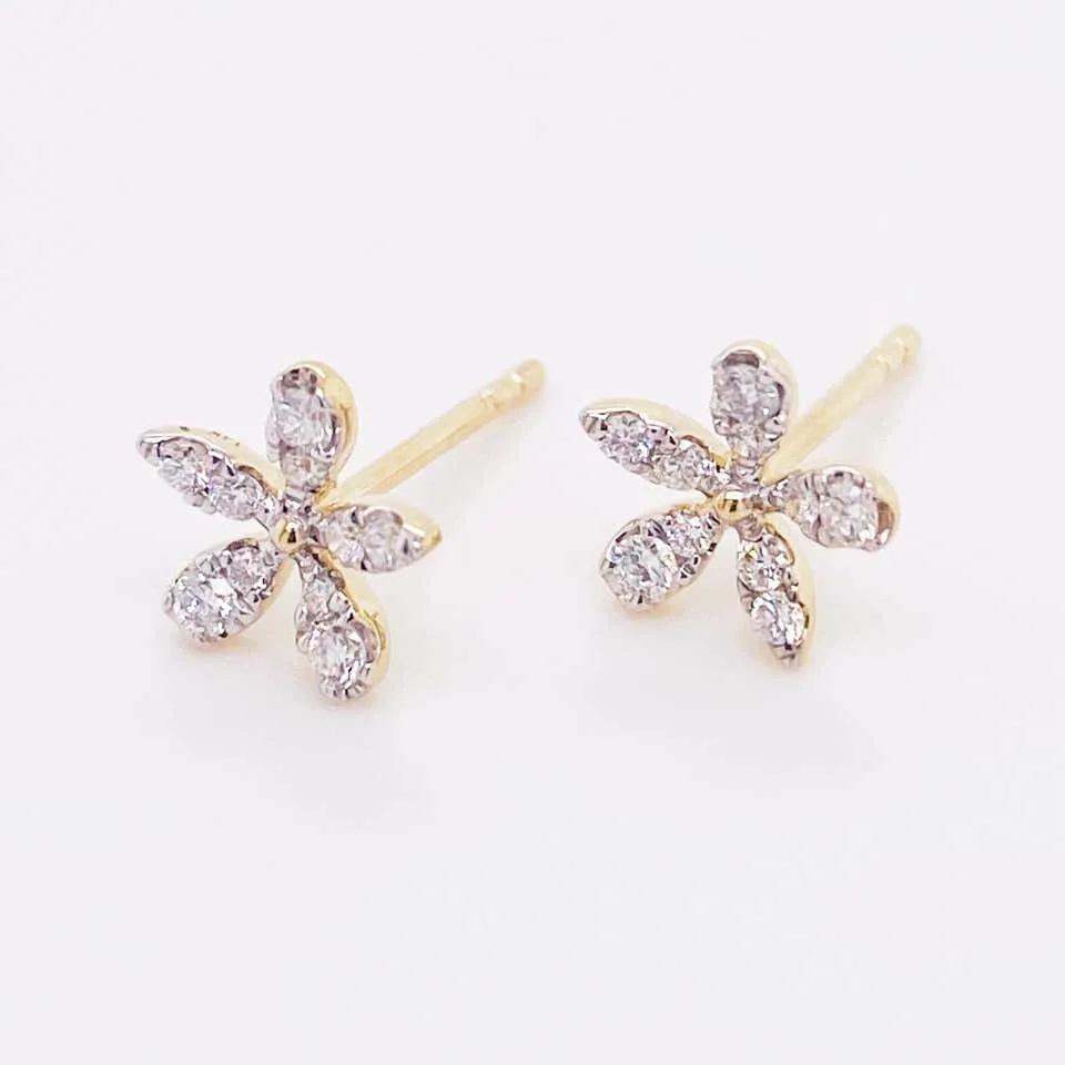 Diamond Flower Stud Earrings