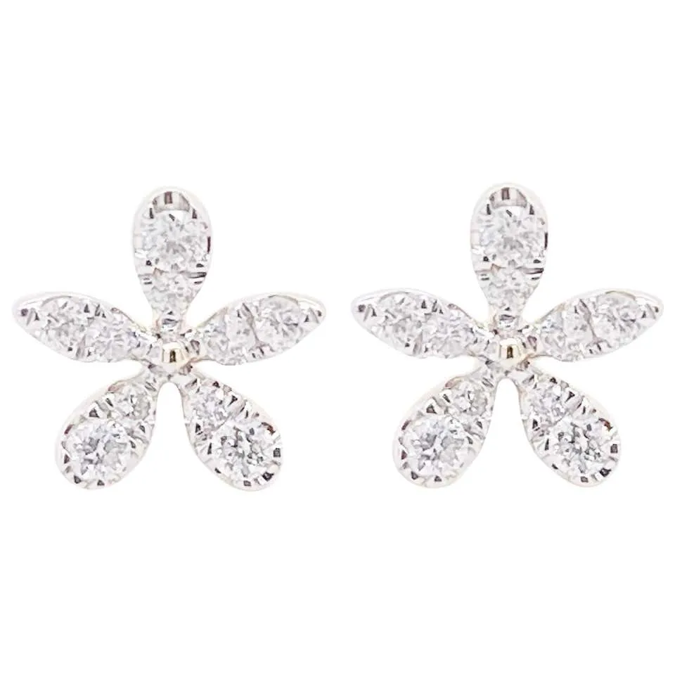 Diamond Flower Stud Earrings