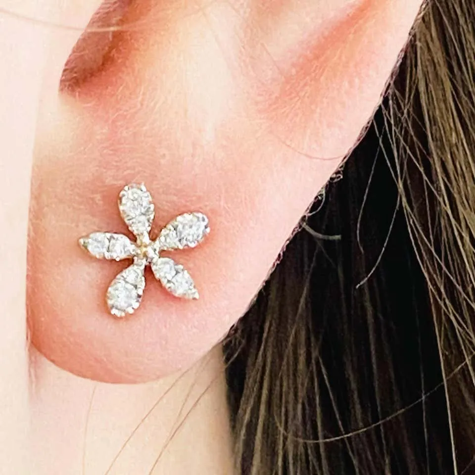 Diamond Flower Stud Earrings