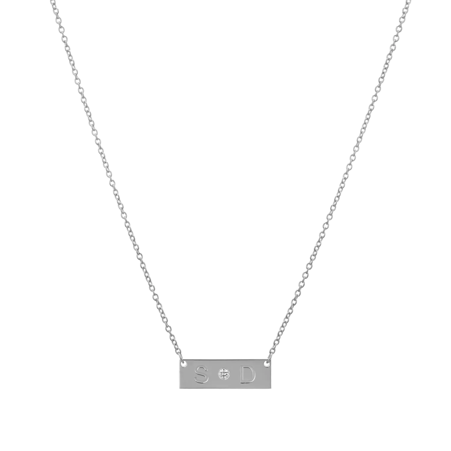 Diamond Letter Nameplate Necklace