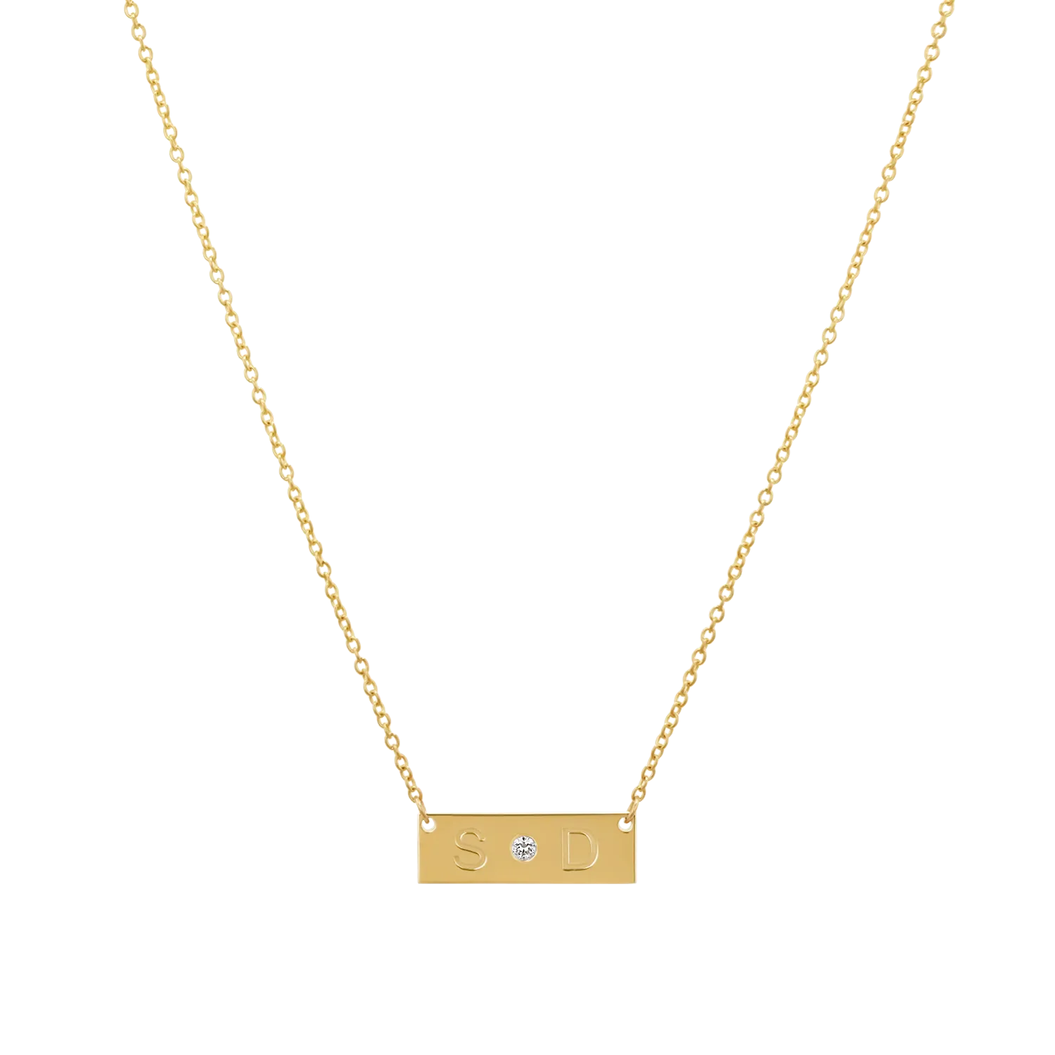 Diamond Letter Nameplate Necklace