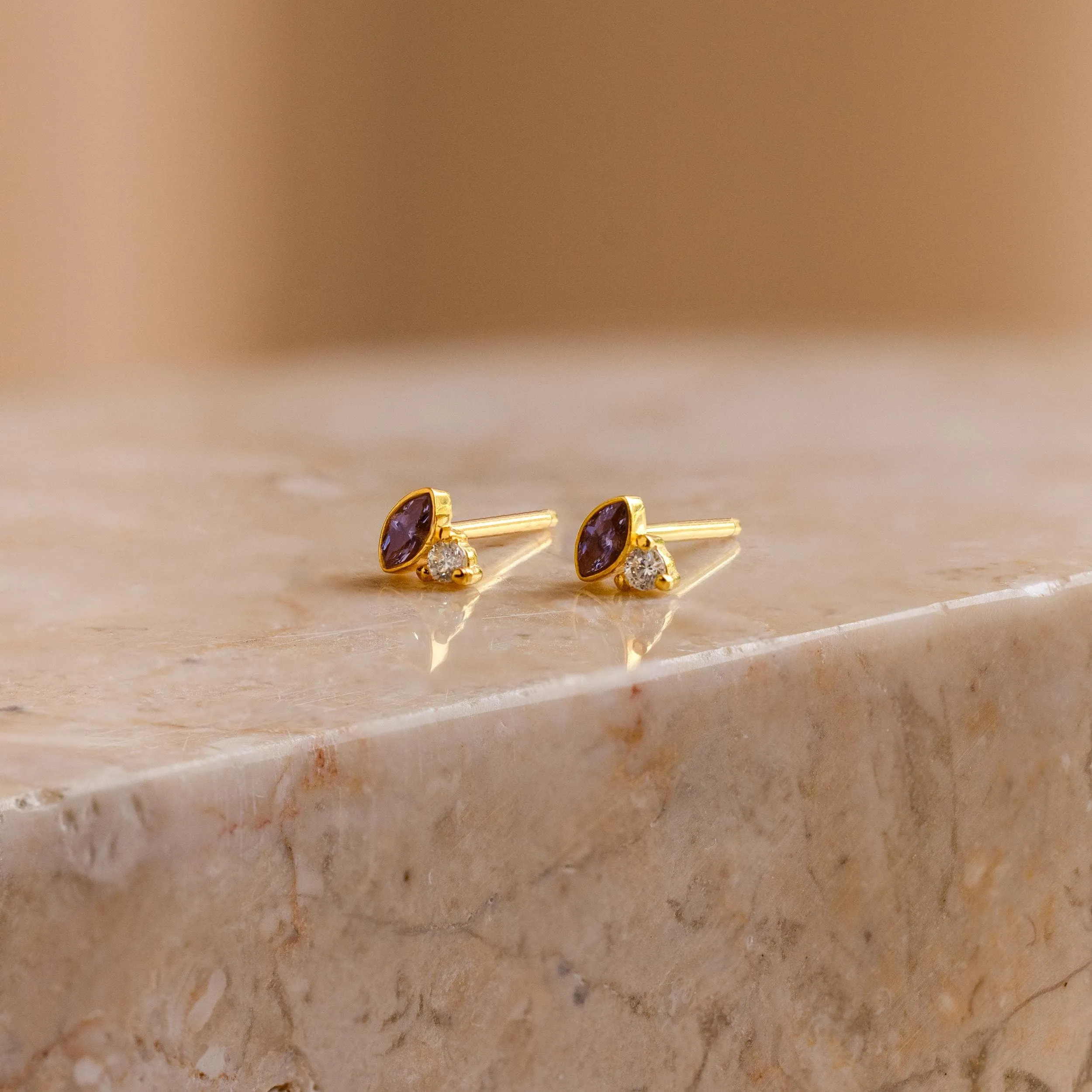 Diamond Marquise Birthstone Studs