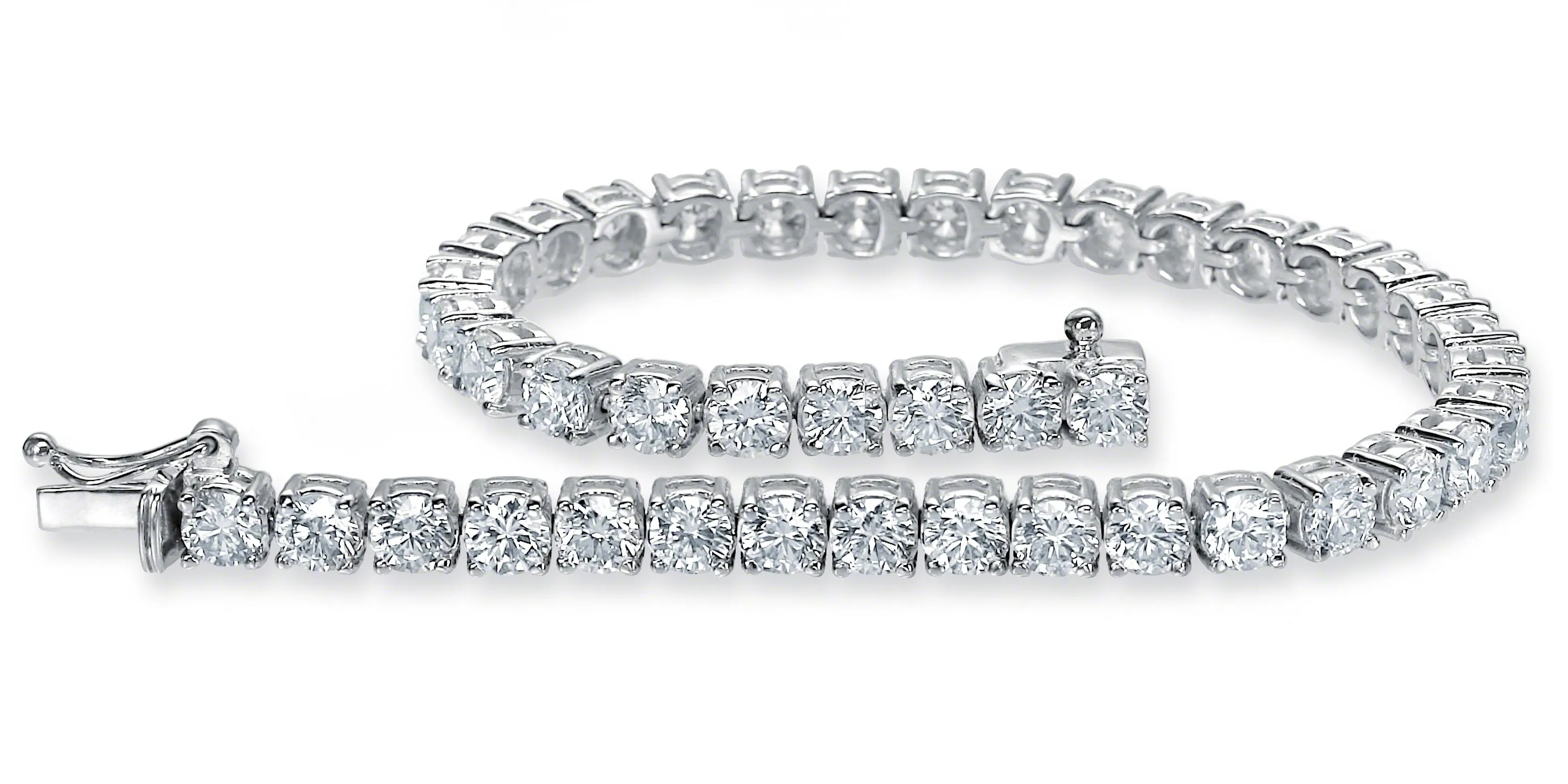 Diamond Tennis Bracelet (9.60 ct Diamonds) in White Gold