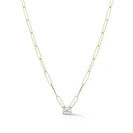 DRD 0.70 ct. Emerald Cut Diamond Solitaire Paperclip Necklace