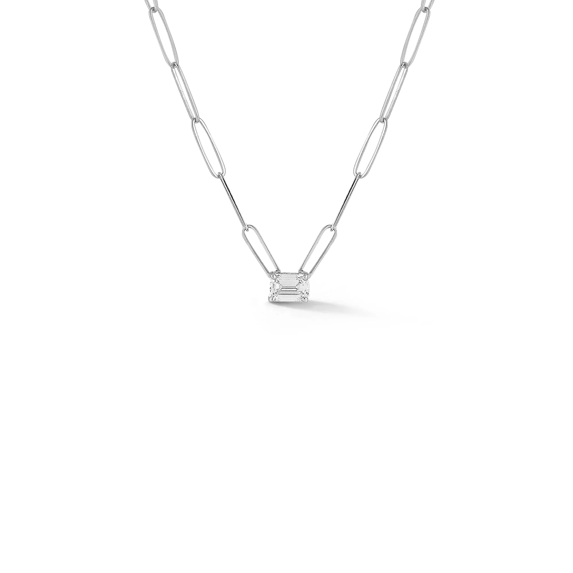 DRD 0.70 ct. Emerald Cut Diamond Solitaire Paperclip Necklace