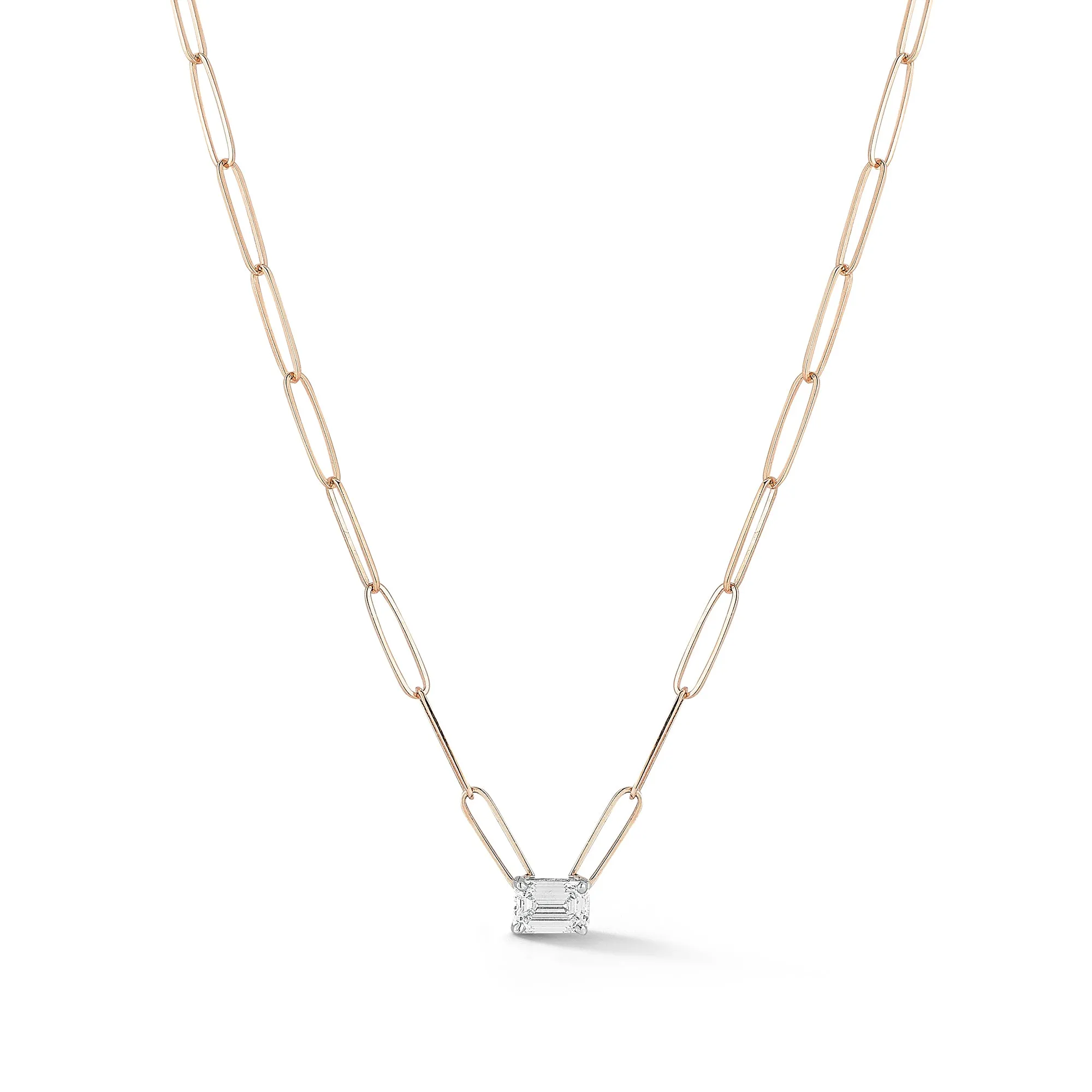 DRD 0.70 ct. Emerald Cut Diamond Solitaire Paperclip Necklace