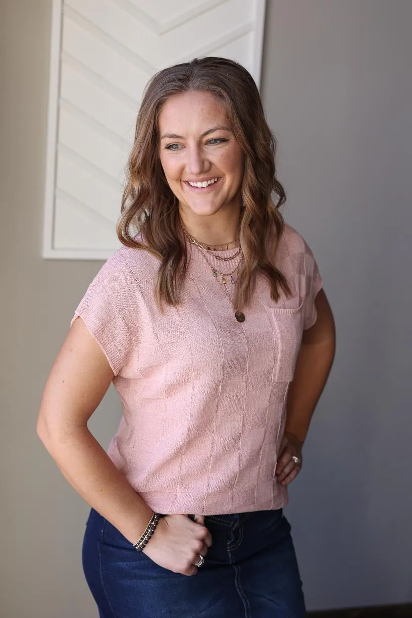 Dusty Pink Short Sleeve Sweater