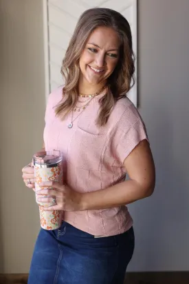 Dusty Pink Short Sleeve Sweater