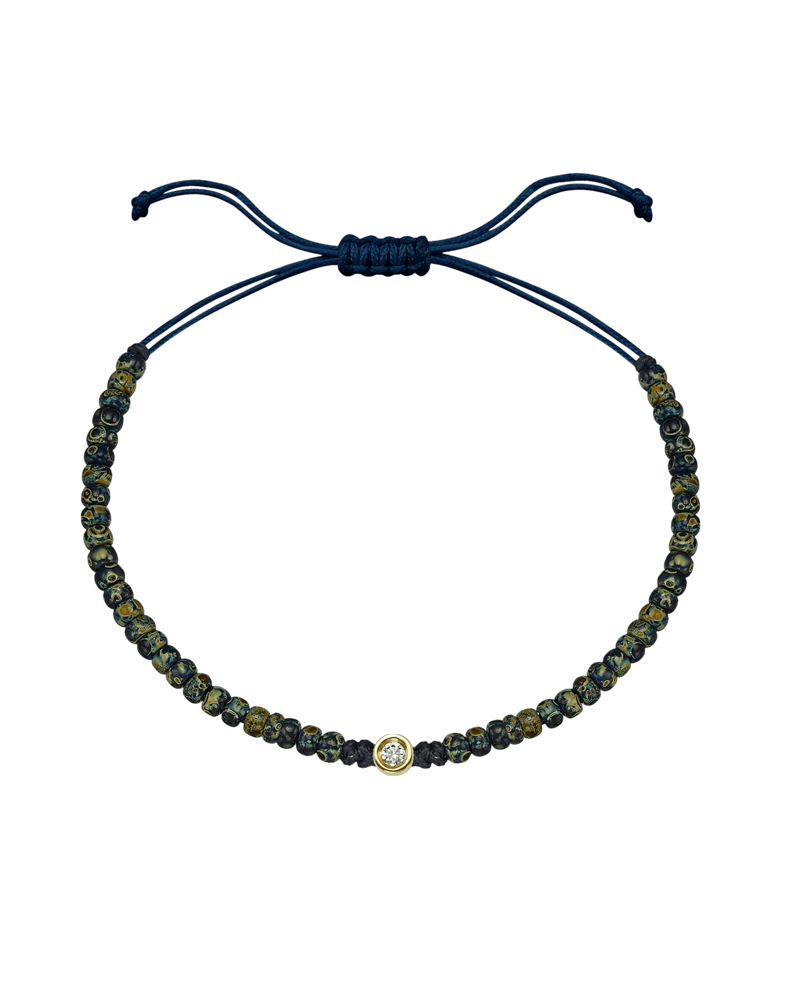 Dyed Blue Beads String Of Love - 14K Yellow Gold