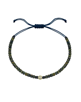 Dyed Blue Beads String Of Love - 14K Yellow Gold