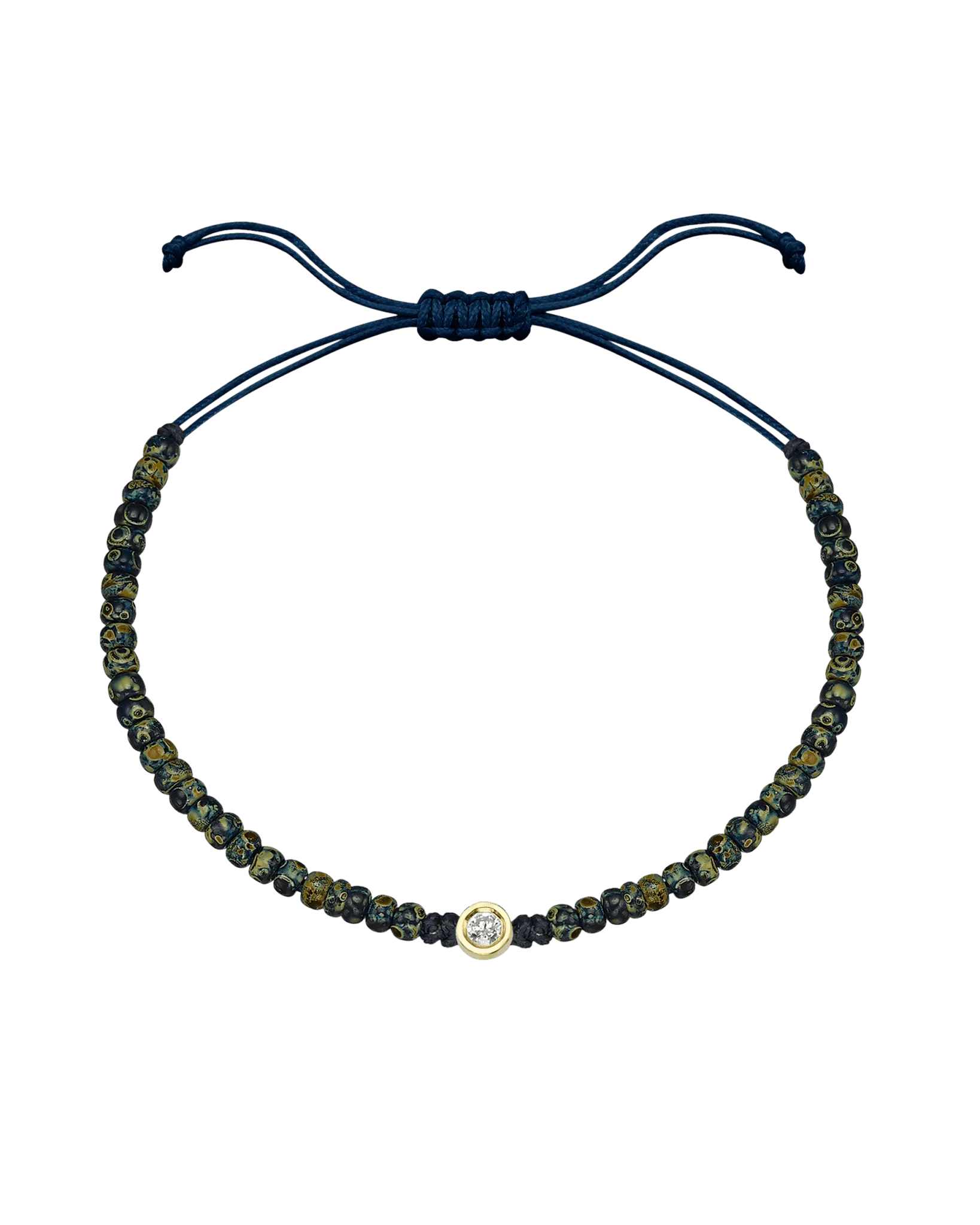 Dyed Blue Beads String Of Love - 14K Yellow Gold