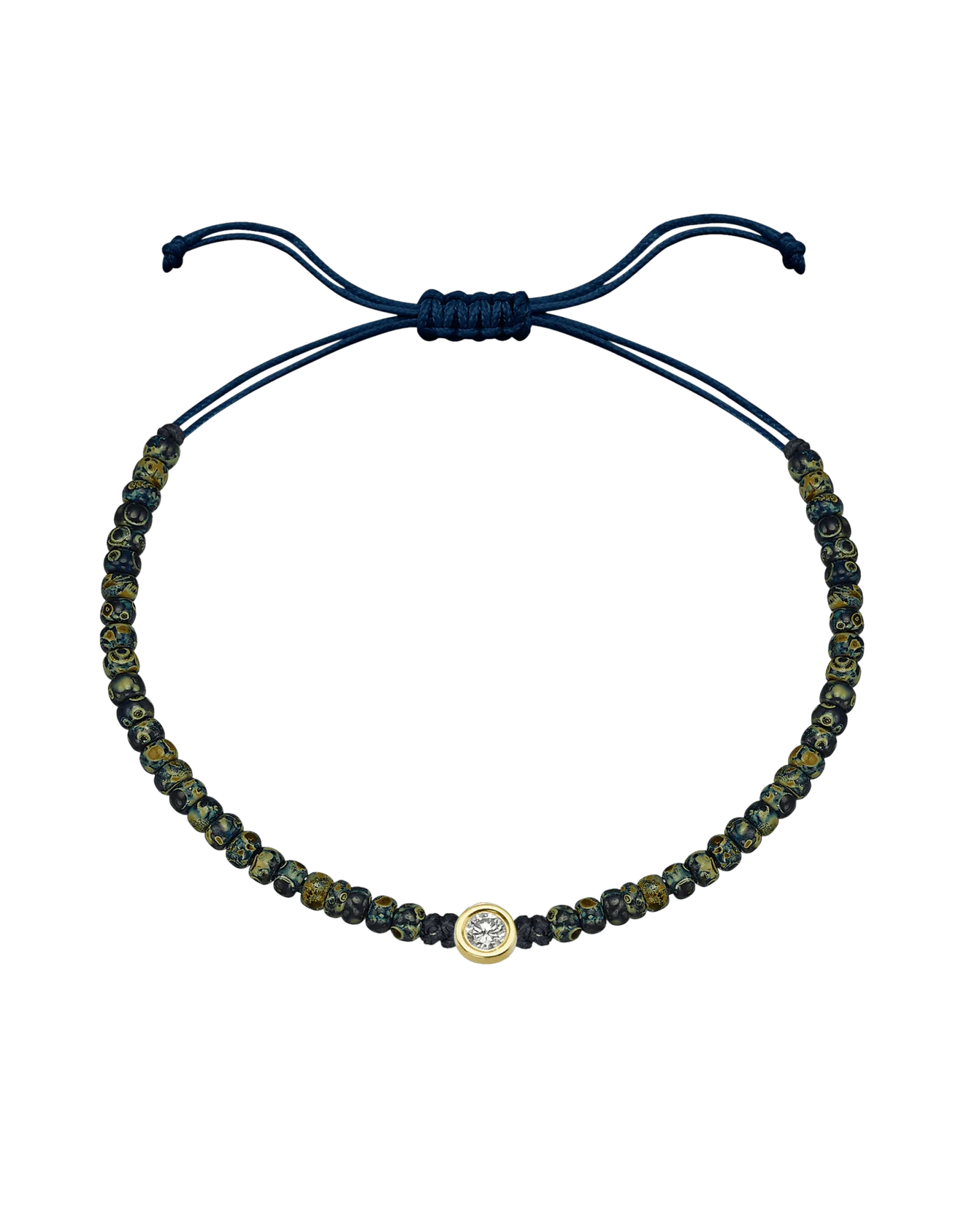 Dyed Blue Beads String Of Love - 14K Yellow Gold