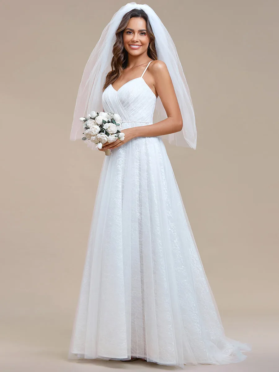 Elegant Spaghetti Straps Lace Mesh Wholesale Wedding Dresses