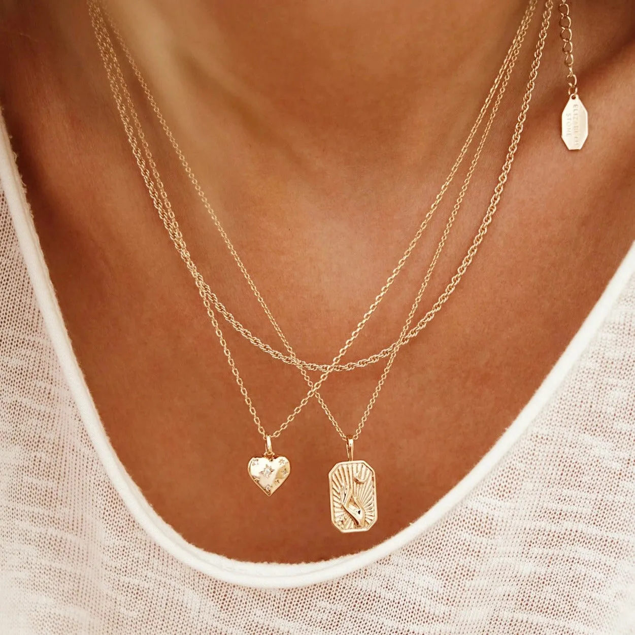 Elizabeth Stone Cosmic Heart Pendant in Gold