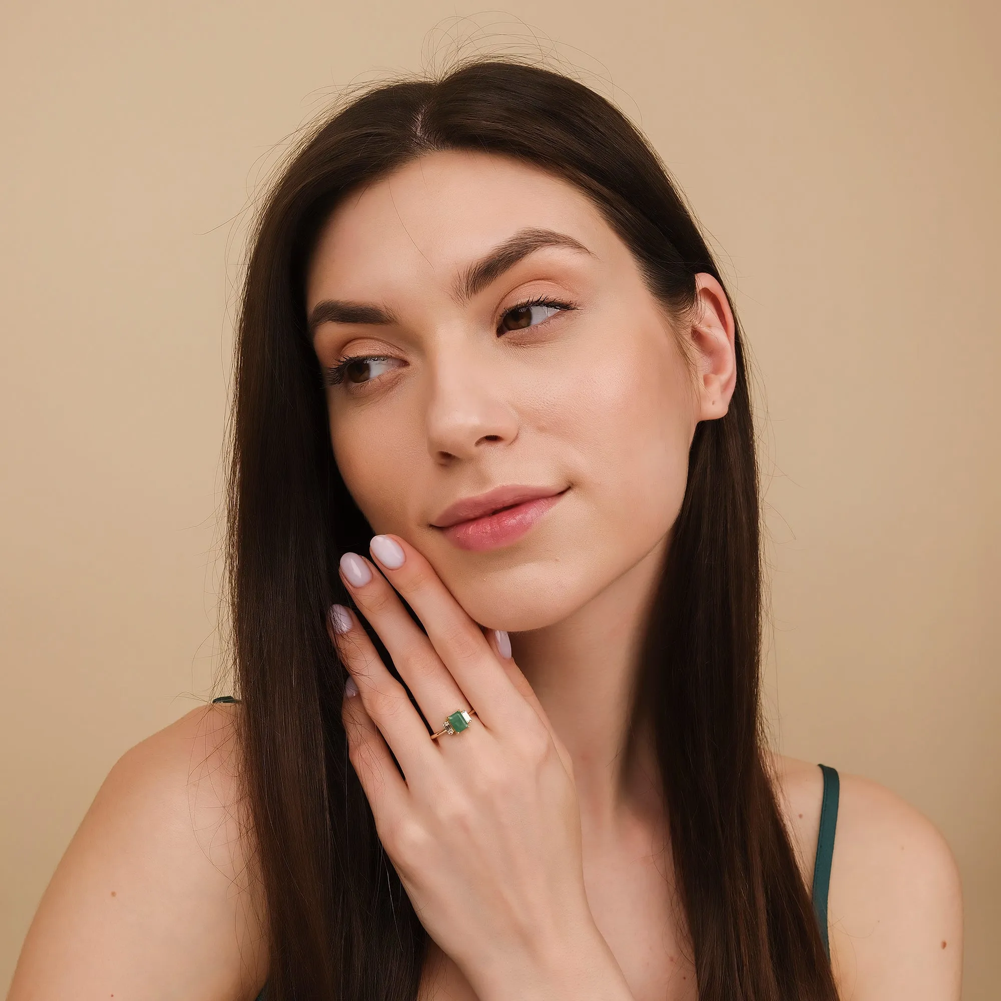 Emerald and Diamond Engagement Ring, Lauryn