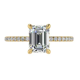 Emerald Cut Diamond Cathedral Engagement Ring