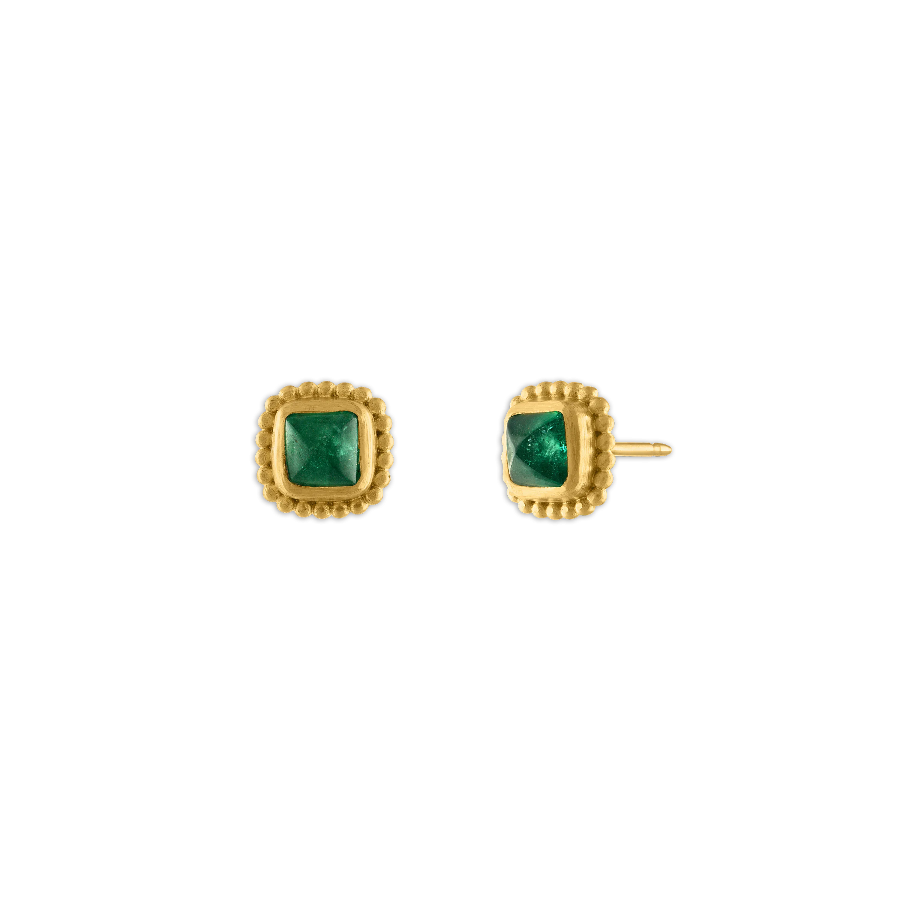 Emerald Granulated Stud Earrings