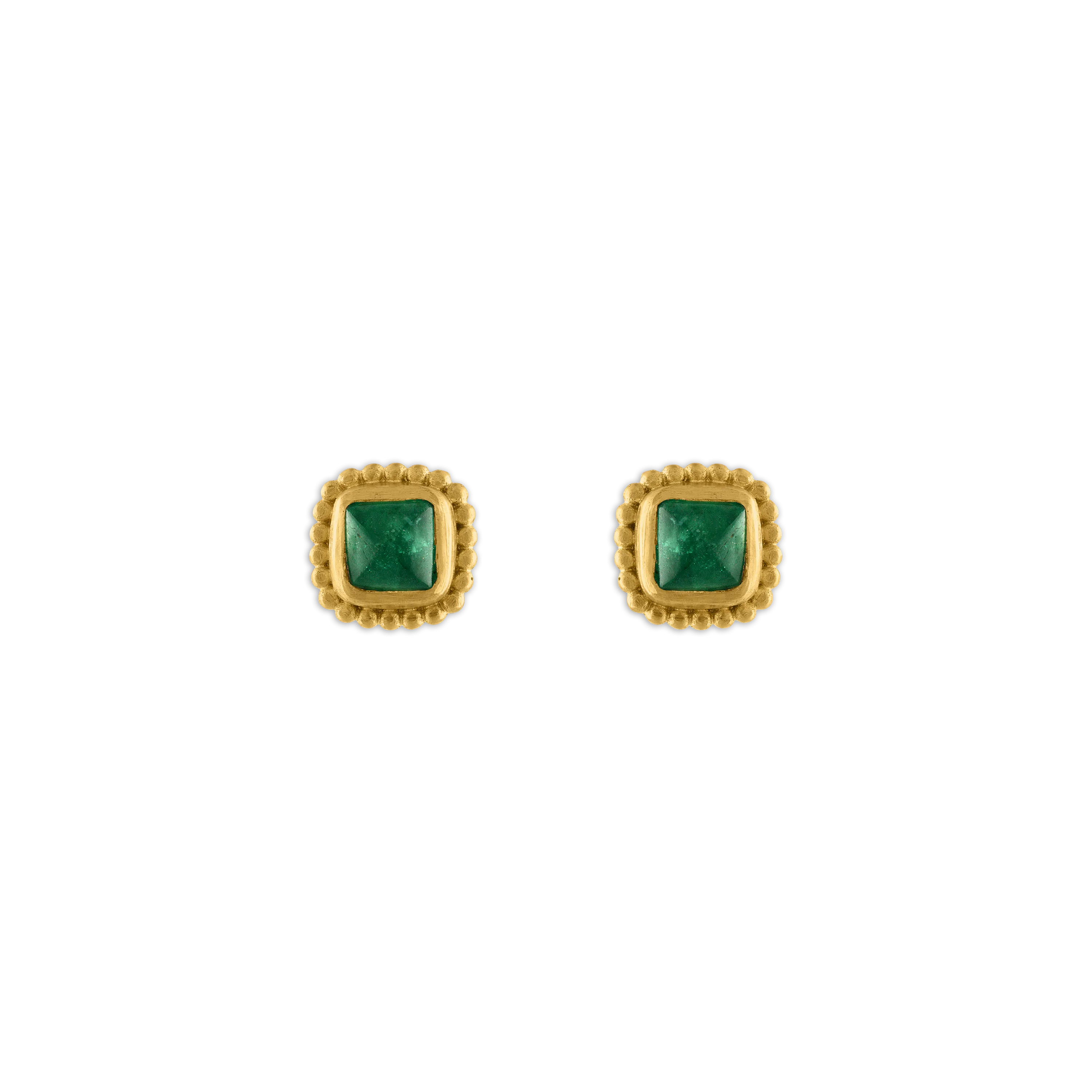 Emerald Granulated Stud Earrings