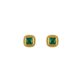 Emerald Granulated Stud Earrings