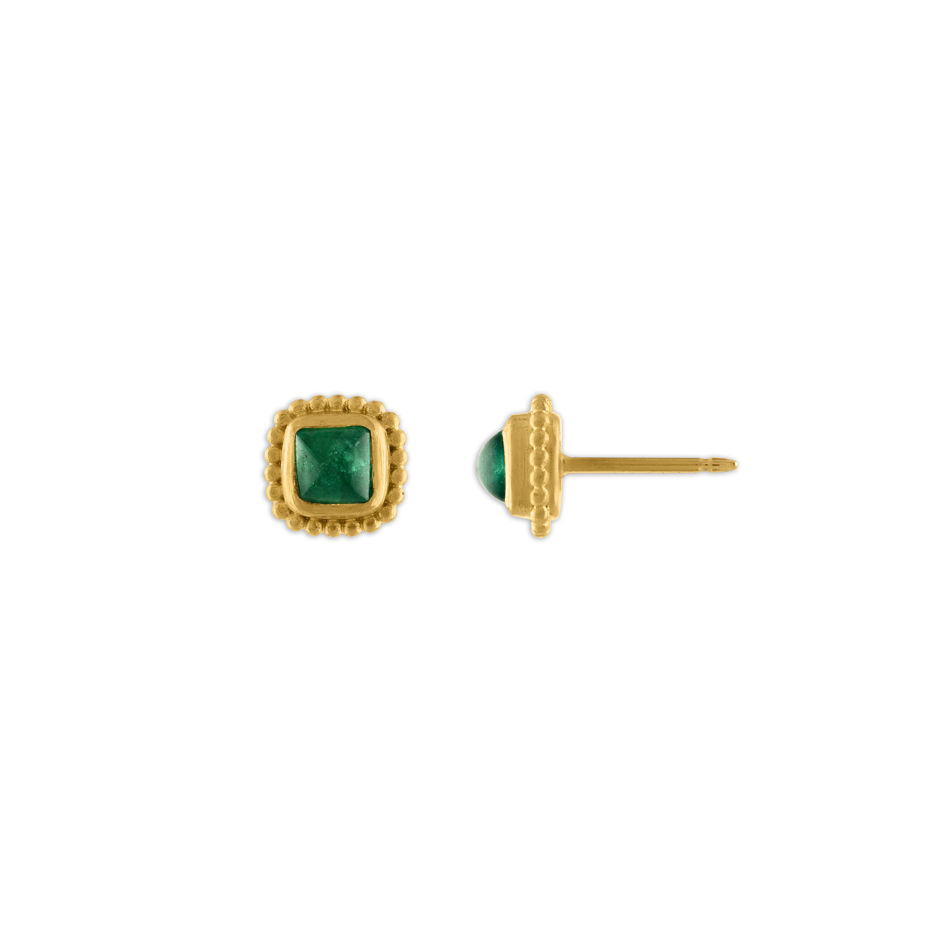 Emerald Granulated Stud Earrings