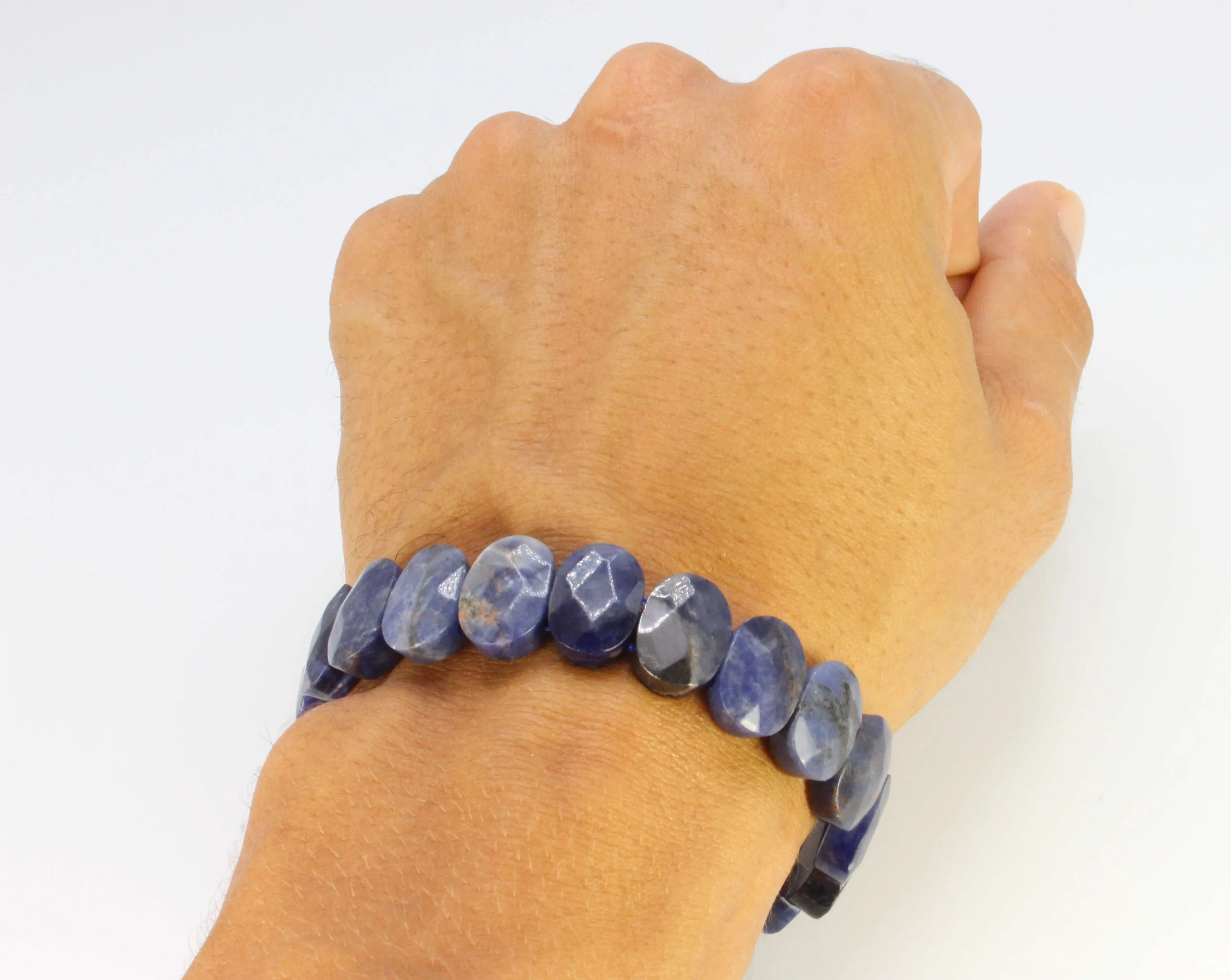 Faceted Sodalite Bracelet - Elastic & Double Reinforced enhances self-esteem and self-trust