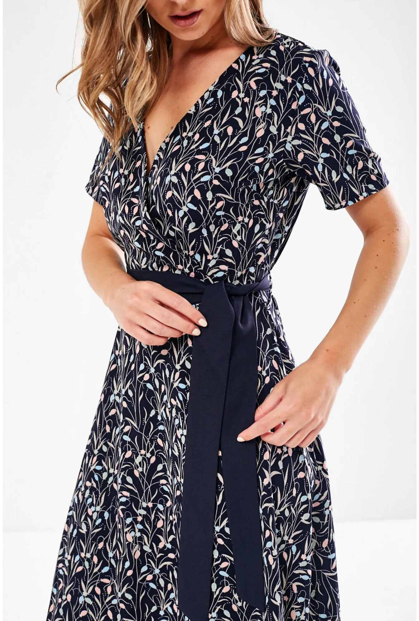 Freya Navy Floral Printed Midi Dress