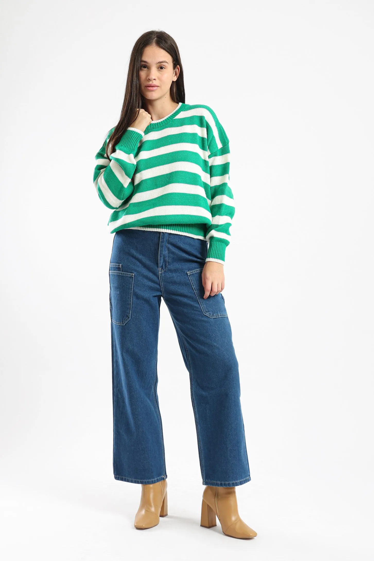 FRONT POCKETS WIDE LEG JEANS