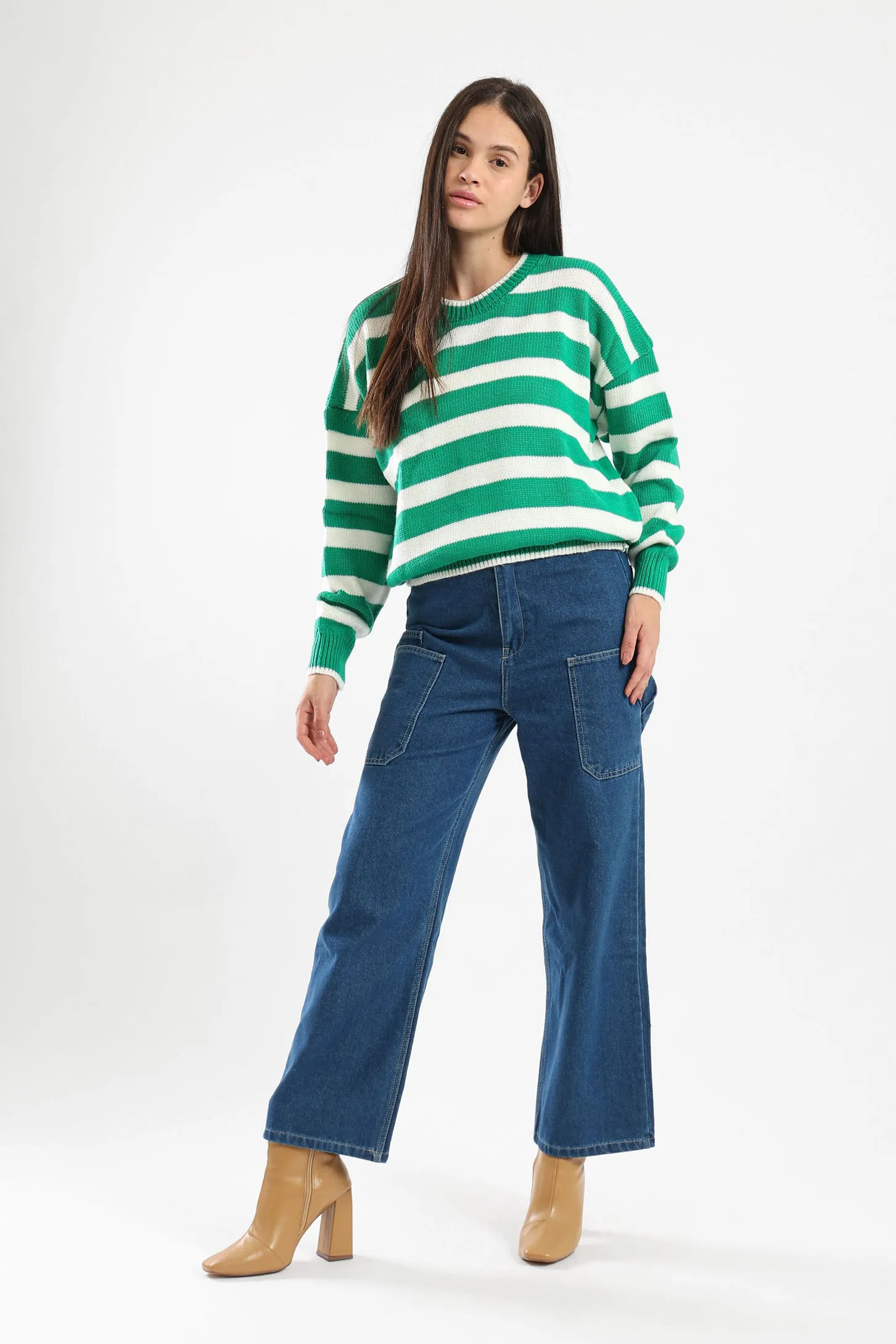 FRONT POCKETS WIDE LEG JEANS