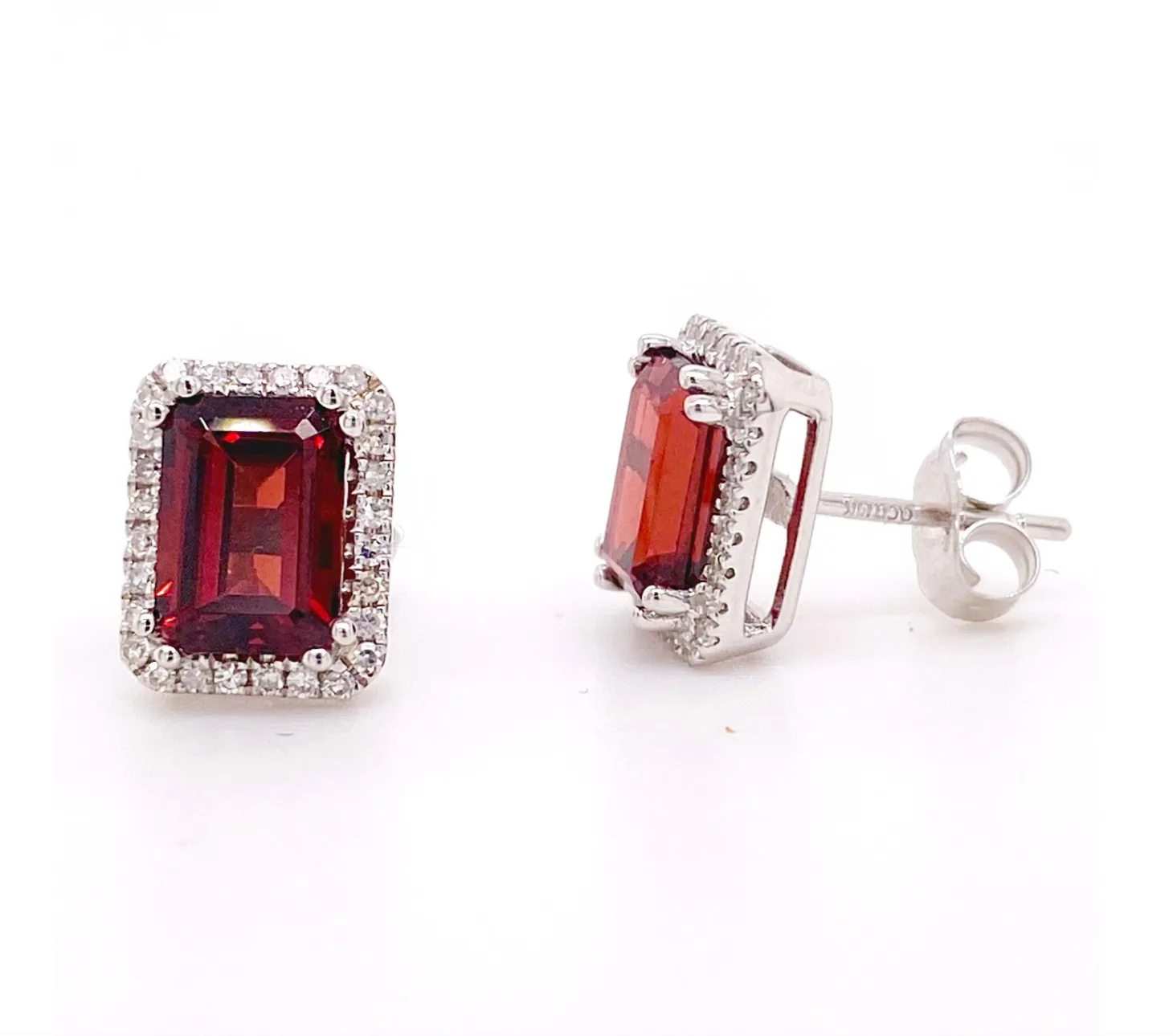 Garnet & Diamond Halo Earrings