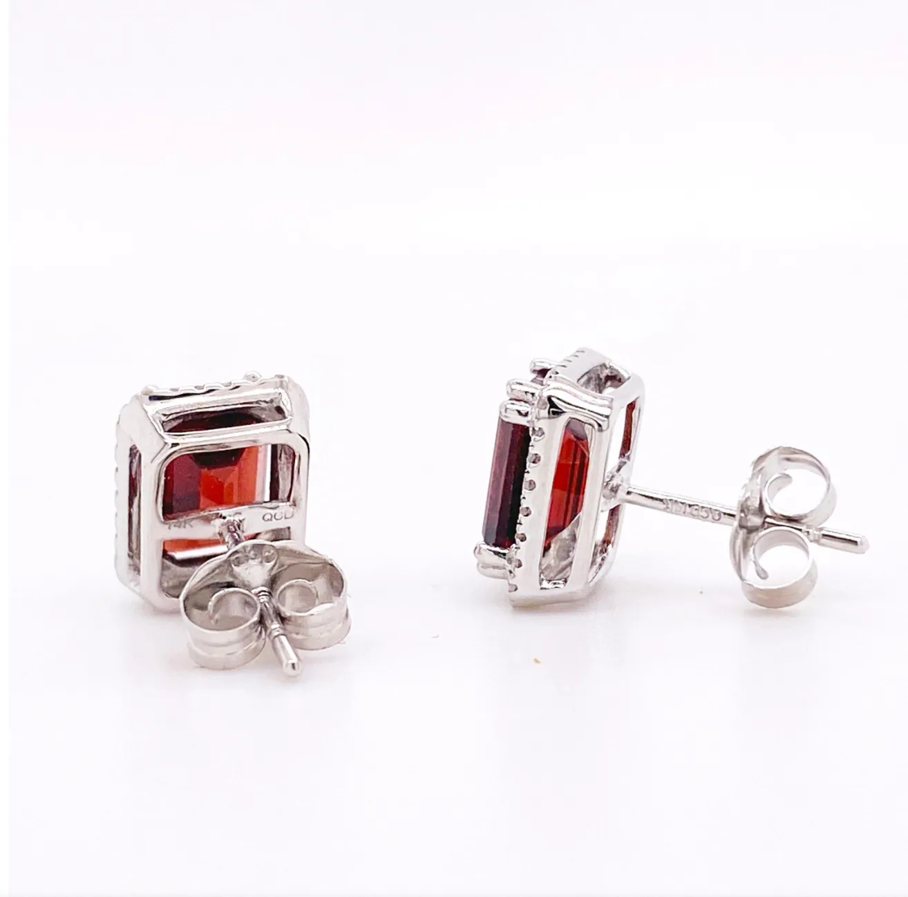 Garnet & Diamond Halo Earrings