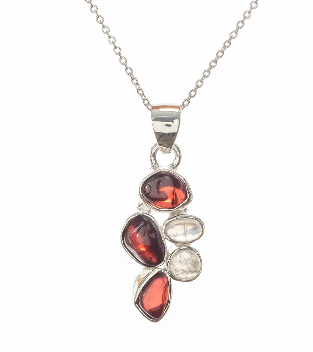 Garnet and Rainbow Moonstone Pendant