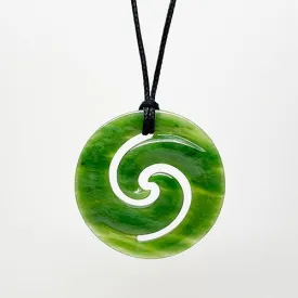 Genuine Ngai Tahu Greenstone Maori Double Koru Necklace