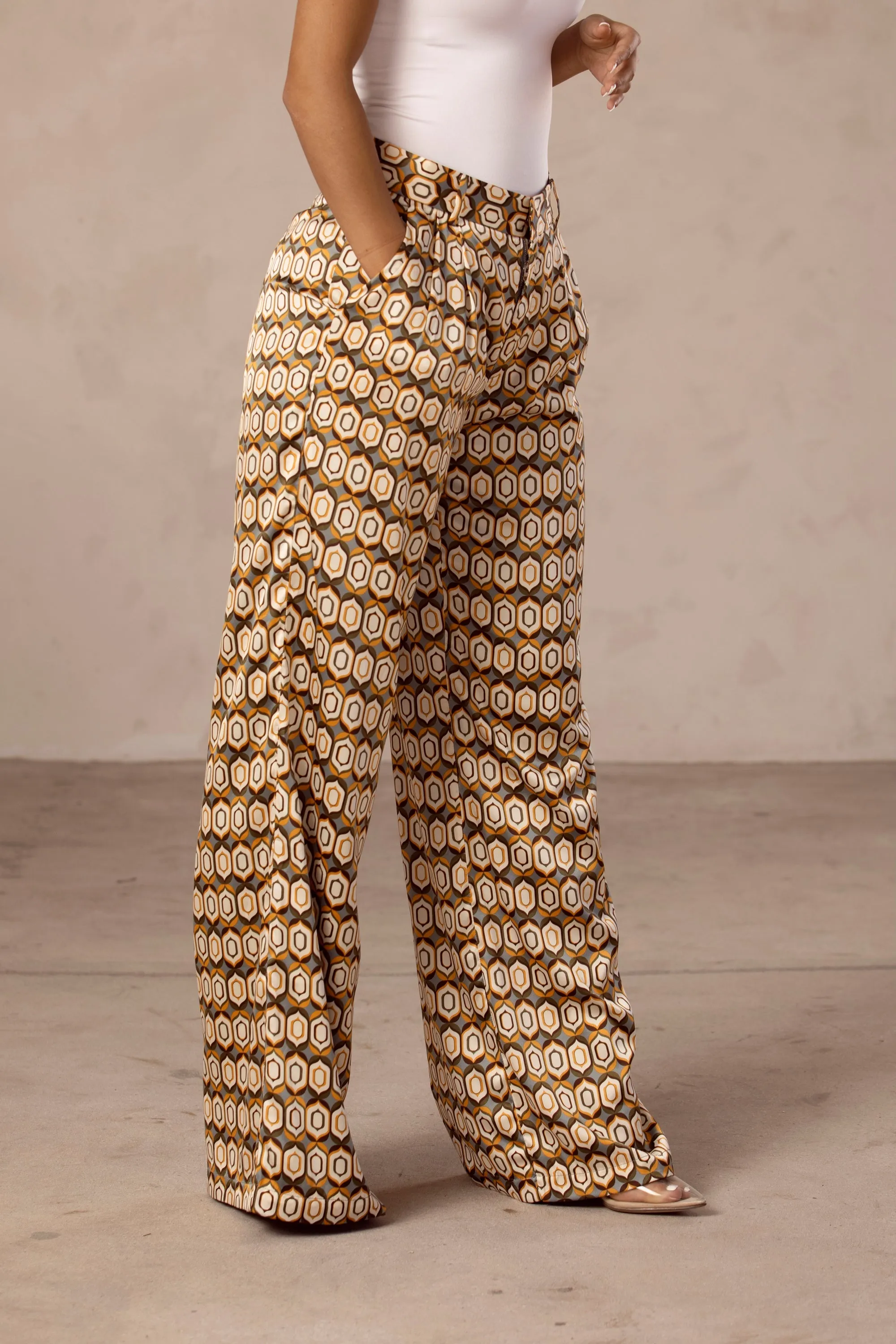 Geo Printed High Rise Trousers