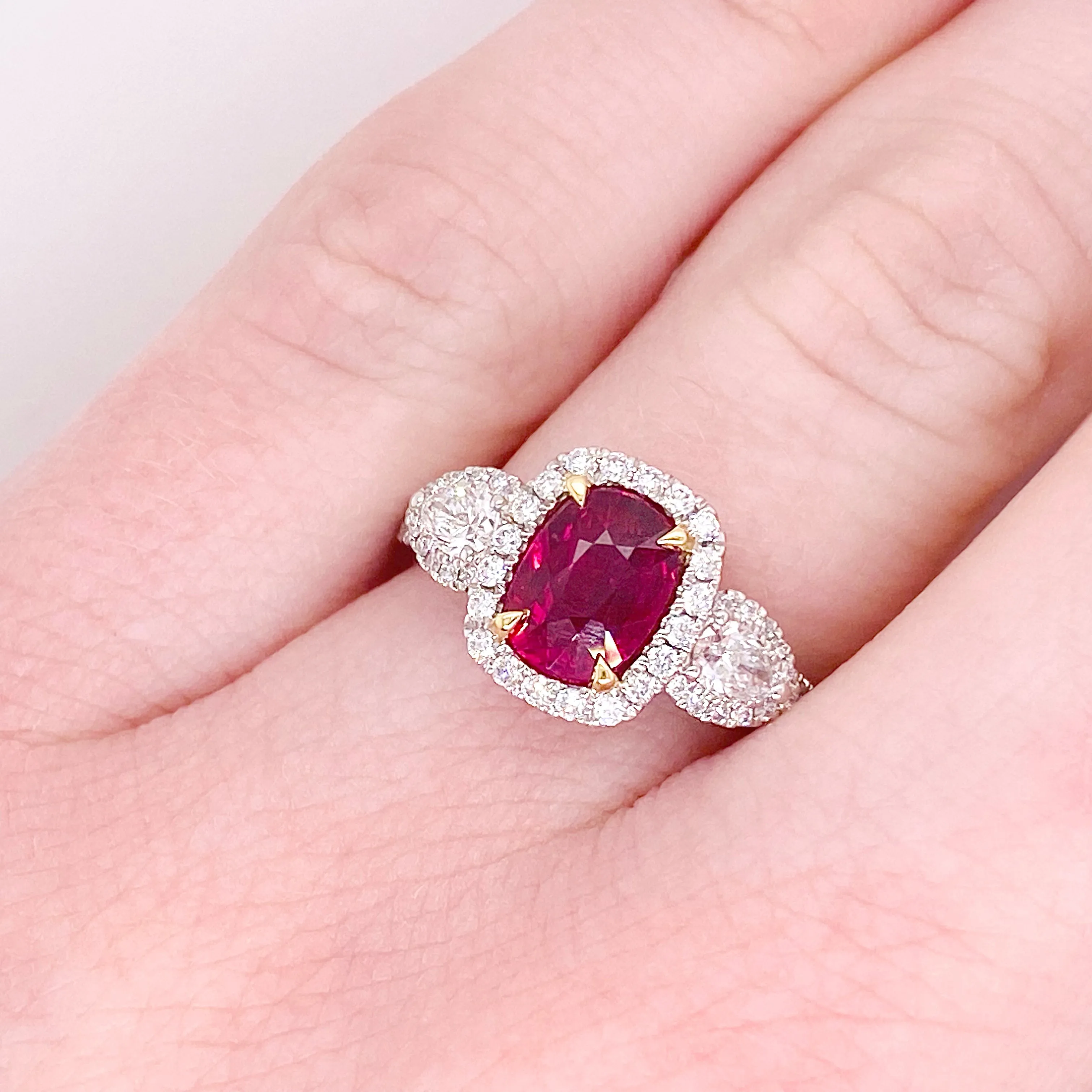 GIA Ruby and Diamond Halo Ring