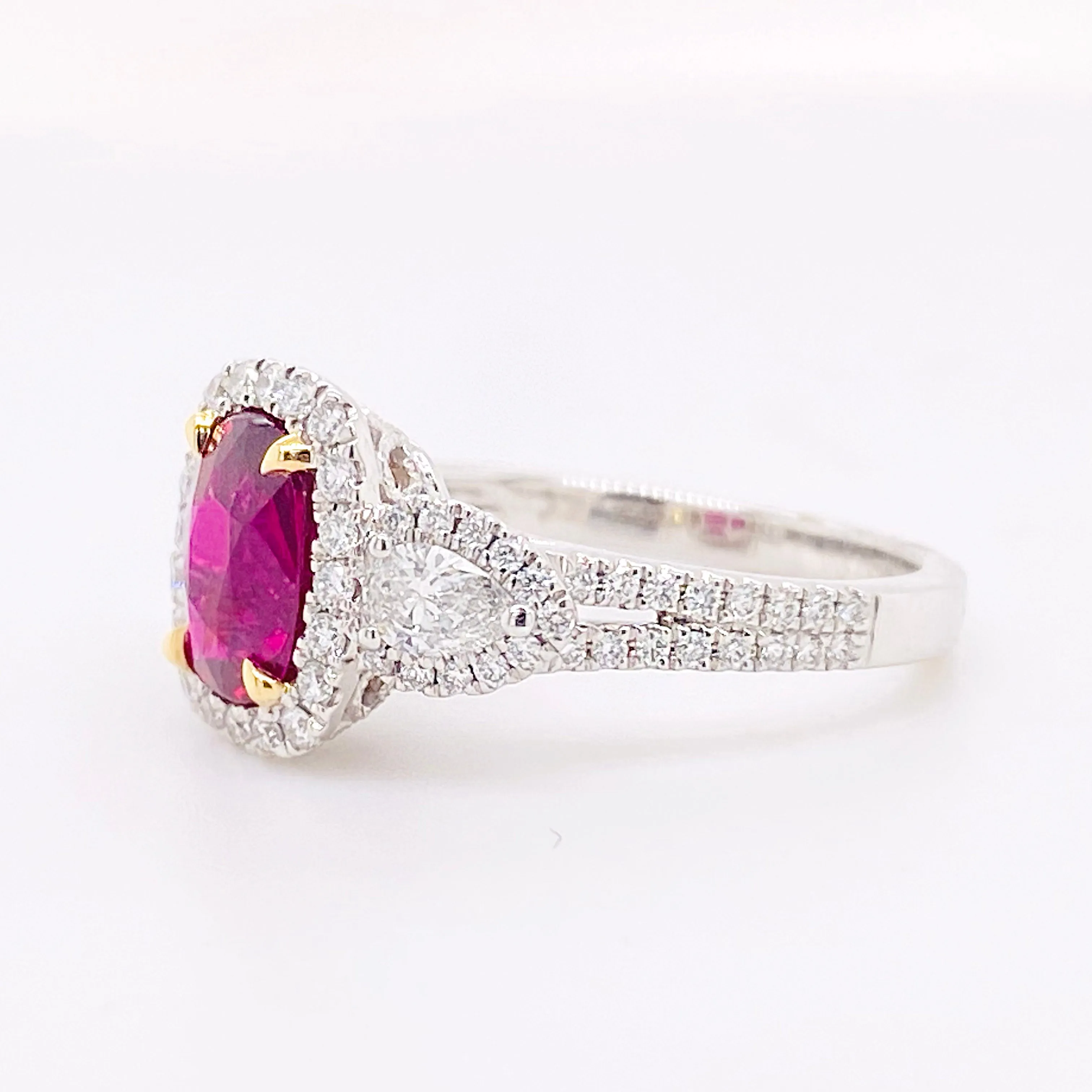 GIA Ruby and Diamond Halo Ring