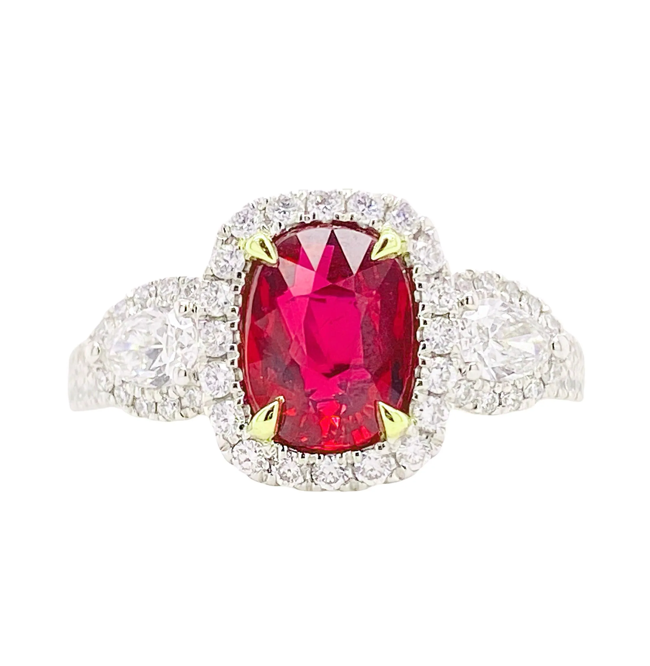 GIA Ruby and Diamond Halo Ring