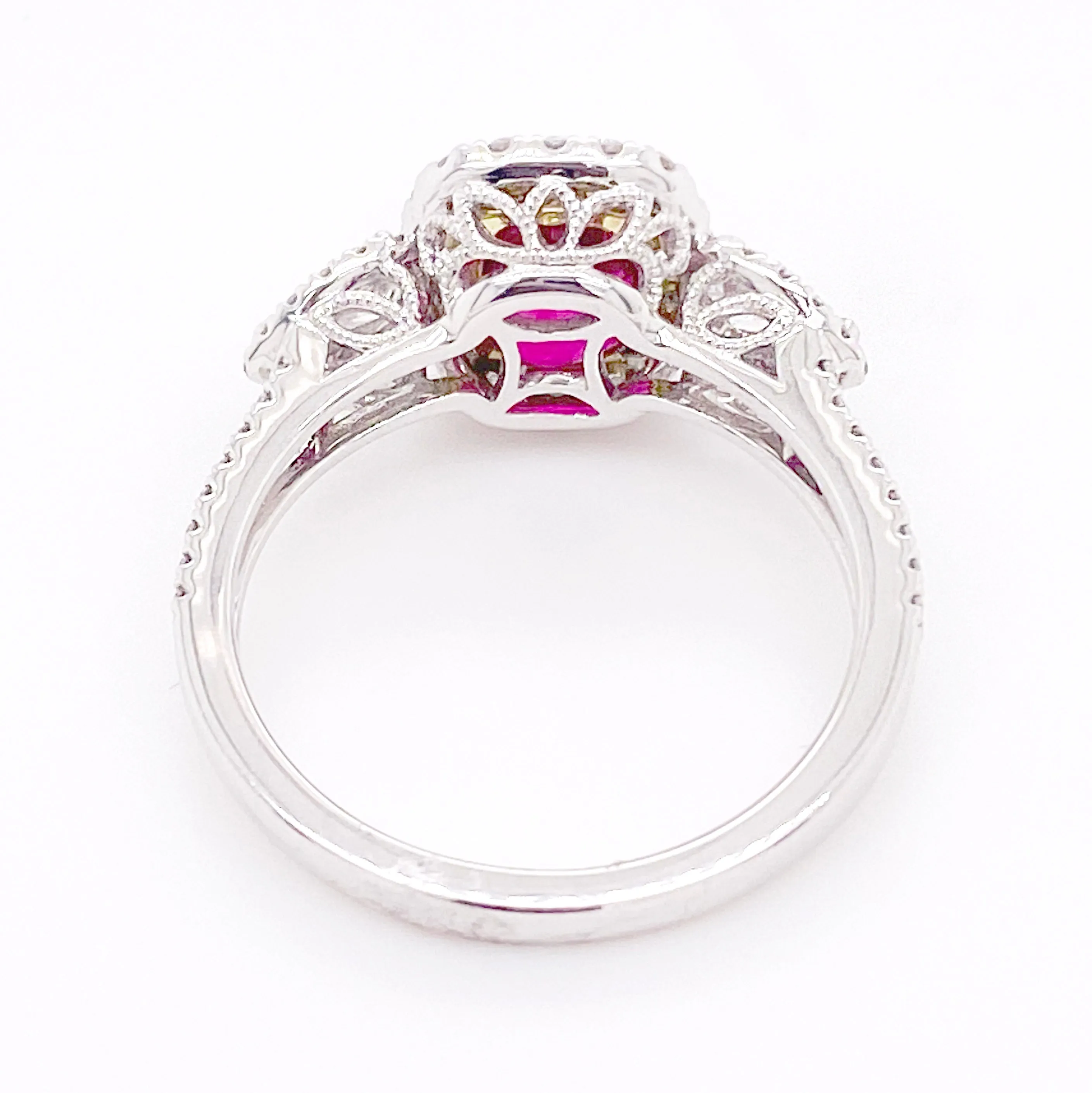 GIA Ruby and Diamond Halo Ring