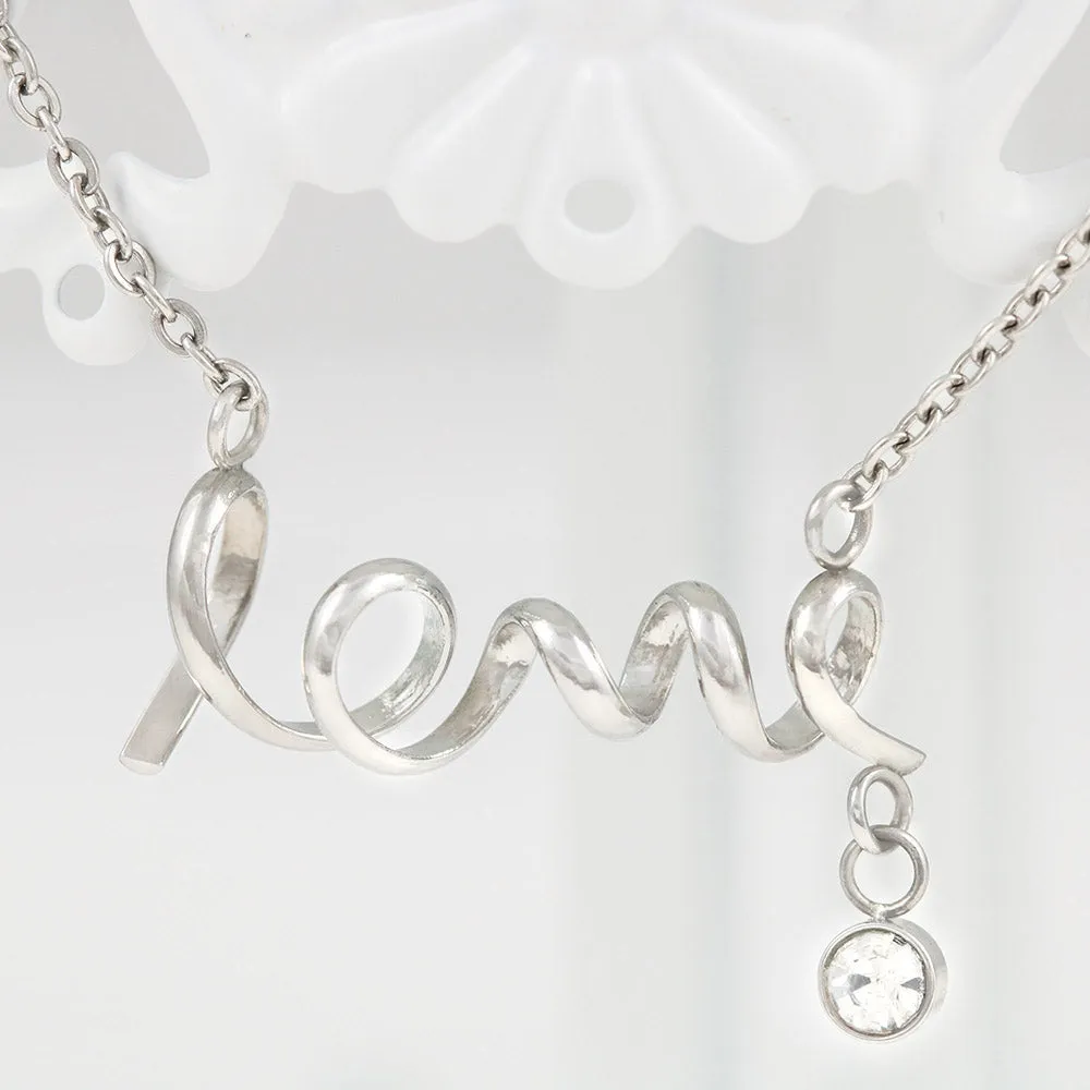 Gifts For Mom Scripted LOVE Necklace With Adorable I Love You Message Card