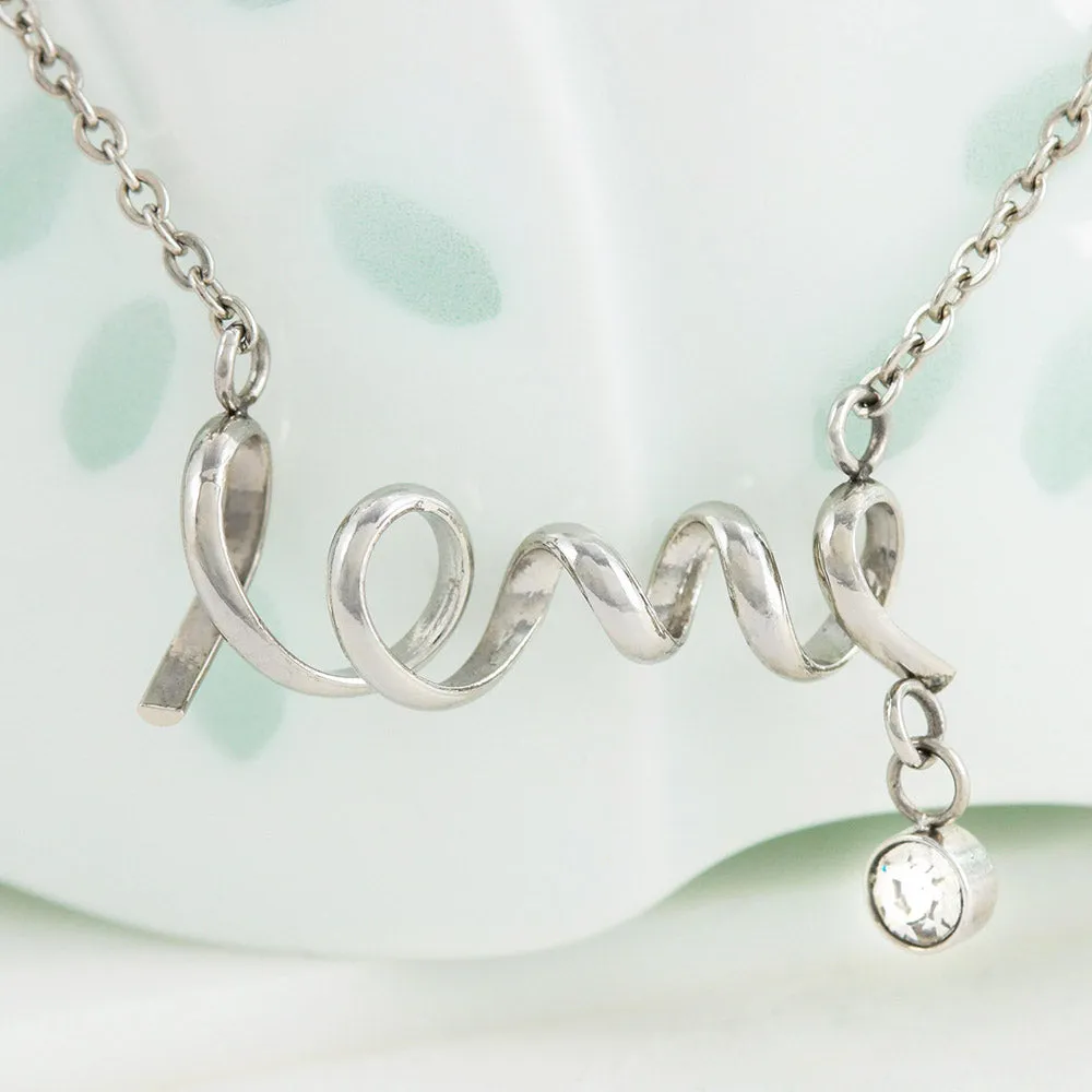 Gifts For Mom Scripted LOVE Necklace With Adorable I Love You Message Card